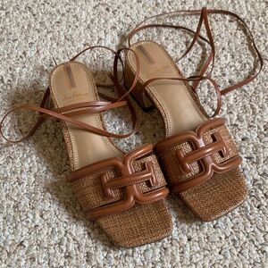 Sam Edelman Tan Woven Tie Up Sandals